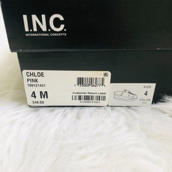 I.N.C Girl Kids Sneakers 4‎ M Pink Chloe Faux Leather Ribbon Casual Shoes NWB - Picture 7 of 7